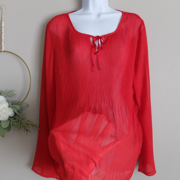 Maurices Red Sheer Top Blouse Size Medium NWT - Picture 4 of 9